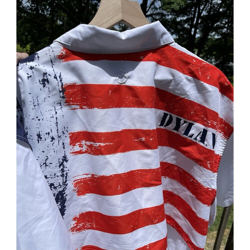 Magellan White Fishing Gear Shirt US Flag "DYLAN" Vented Relaxed Fit Men 3X